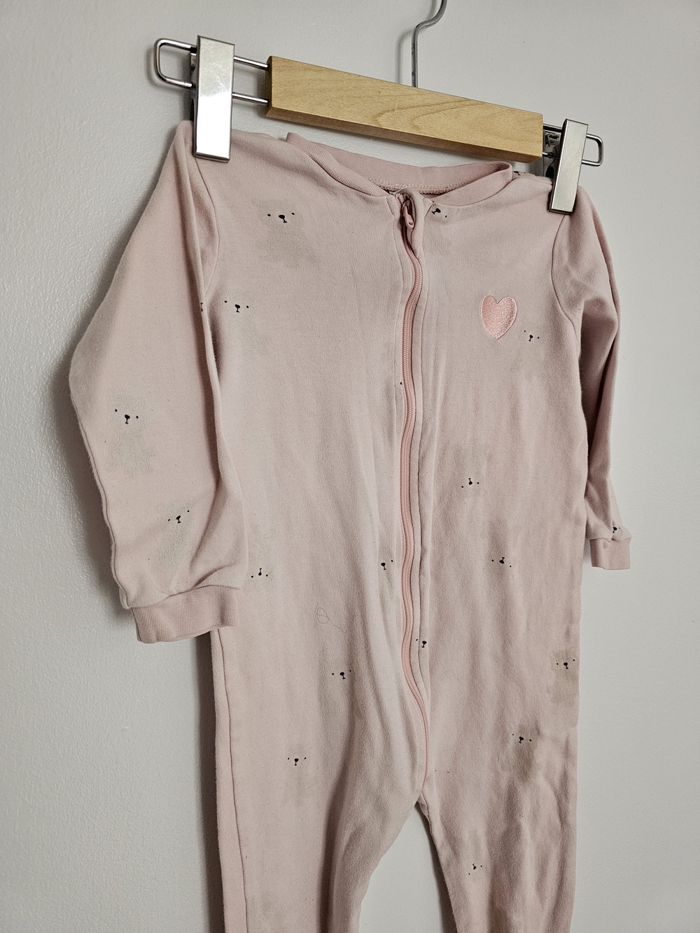 🧸4/20$ Pekkle 18M Pink Heart Footed One-Piece Pajama Sleeper Cotton - Picture 2 of 5